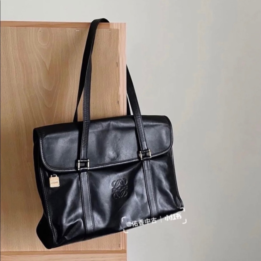 LOEWE vintage authentic shoulder bag black briefcase laptop bag